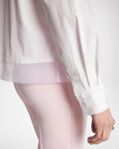 Chico's Poplin Organza Collared Shirt Alabaster