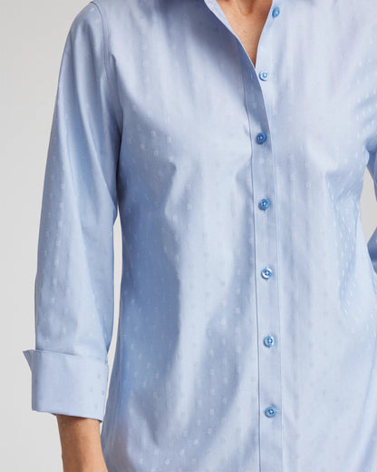 Chico's No Iron™ Striped Jacquard Sateen Shirt Tidal Blue