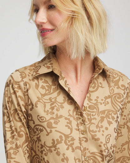 Chico's No Iron™ Jacquard Scrolls  Shirt Gold