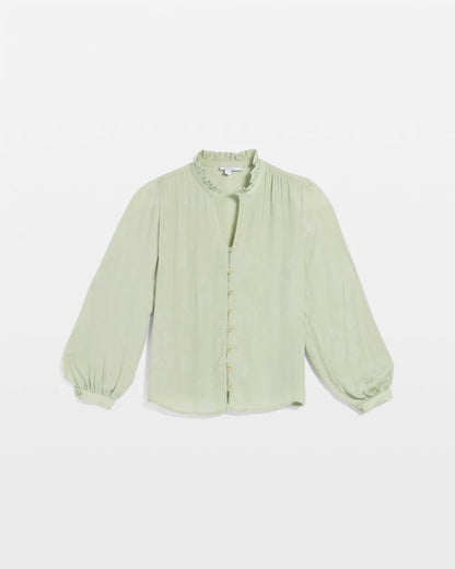 Chico's Jacquard Georgette Peasant Blouse Sage Meadow