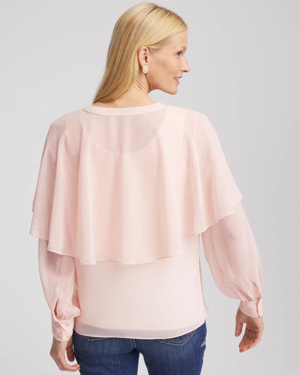 Chico's Georgette Cape Blouse Rose Smoke