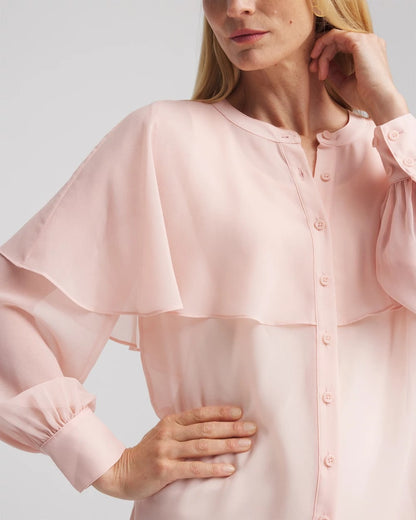 Chico's Georgette Cape Blouse Rose Smoke