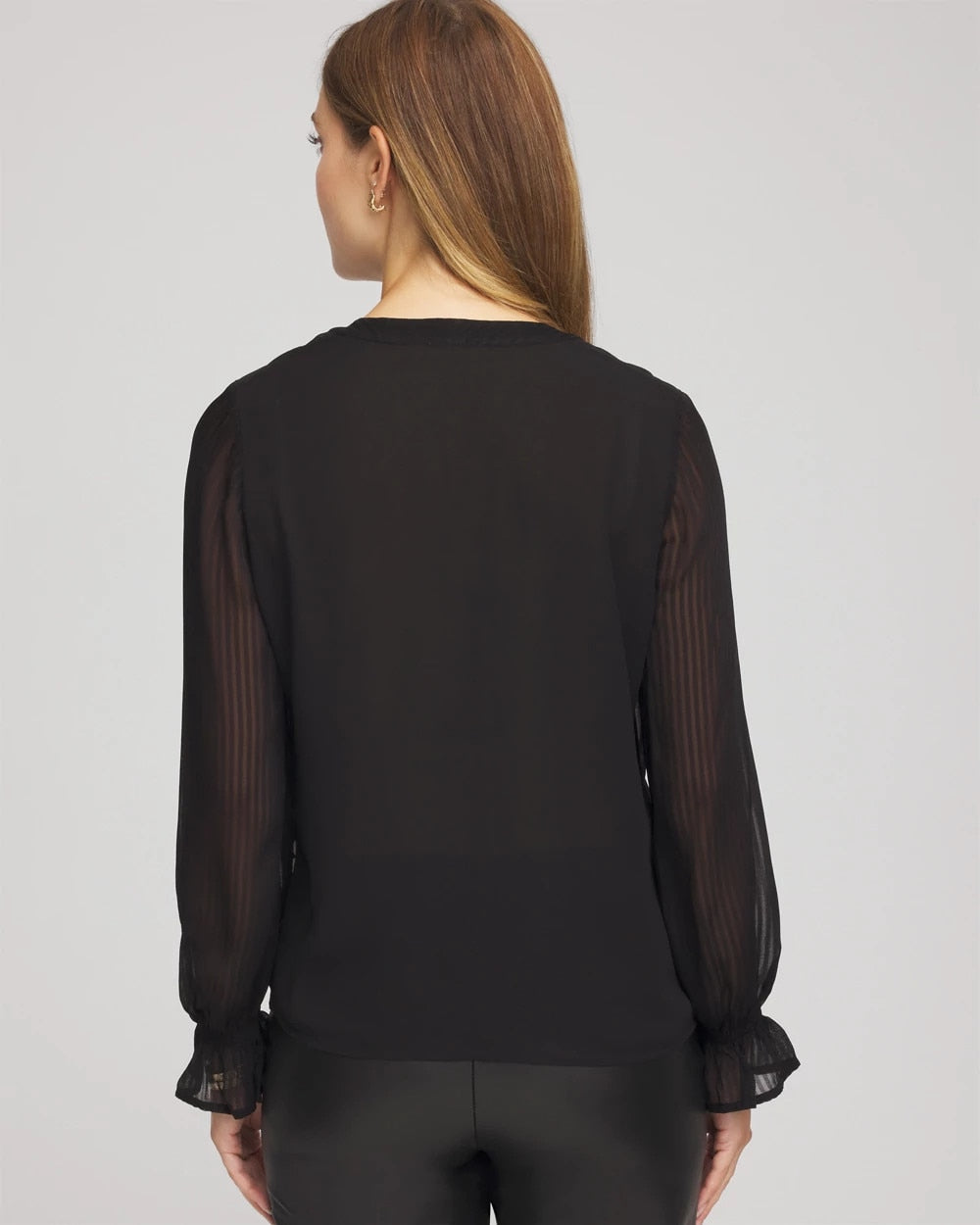 Chico's Georgette Polka Dot Blouse Black