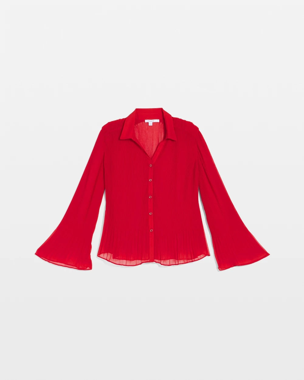 Chico's Pleated Georgette Blouse Carmine Red