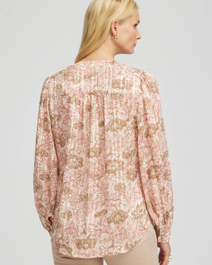 Chico's Revival Bloom Chiffon Blouse Blushed