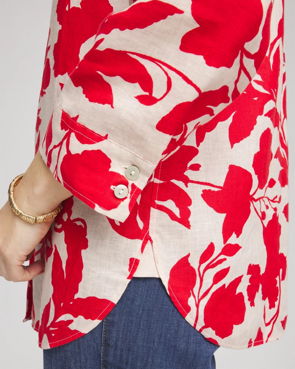Chico's No Iron™ Floral Linen Shirt Red Glow