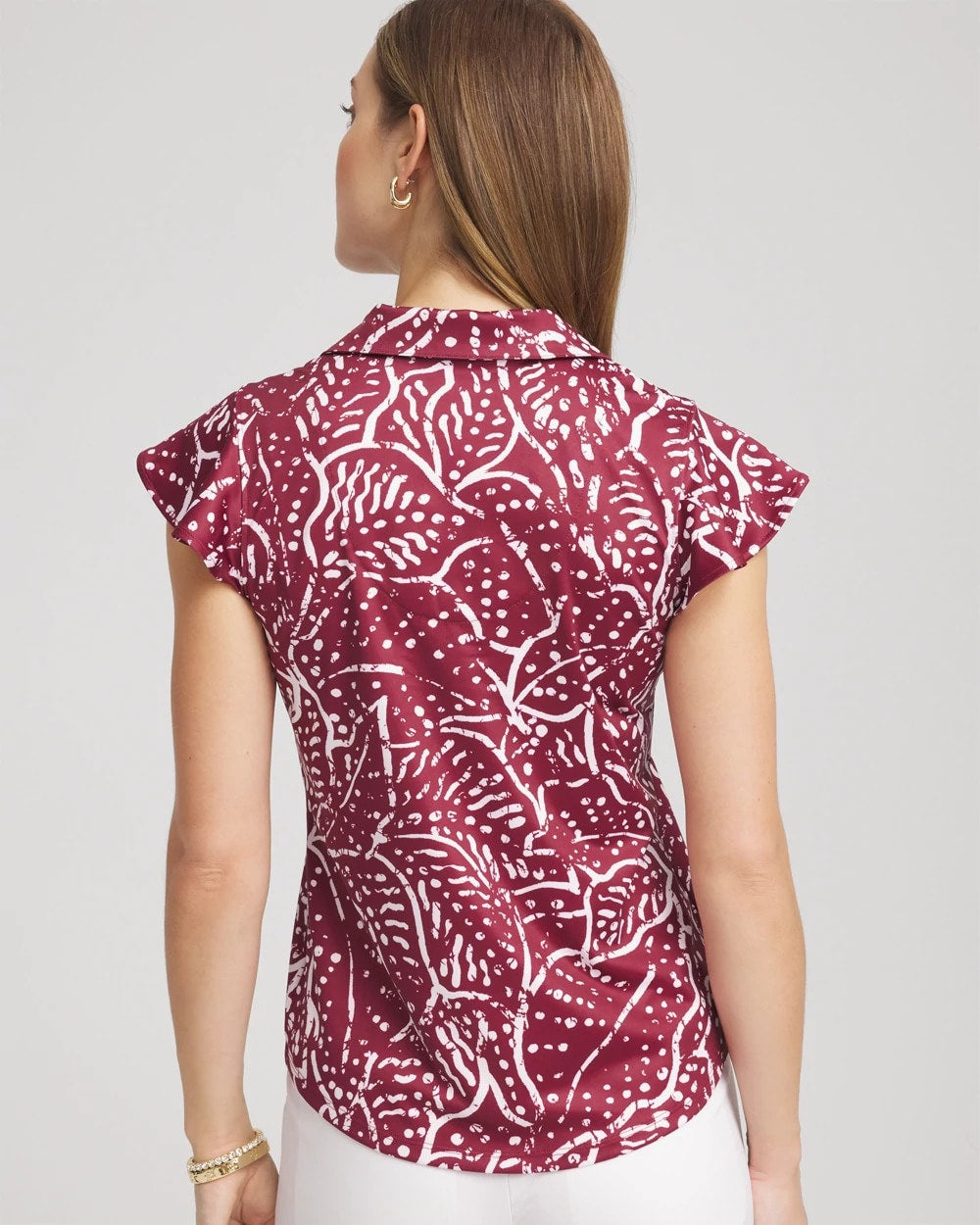 Chico's Zenergy® UPF Printed Polo Top Russet Red