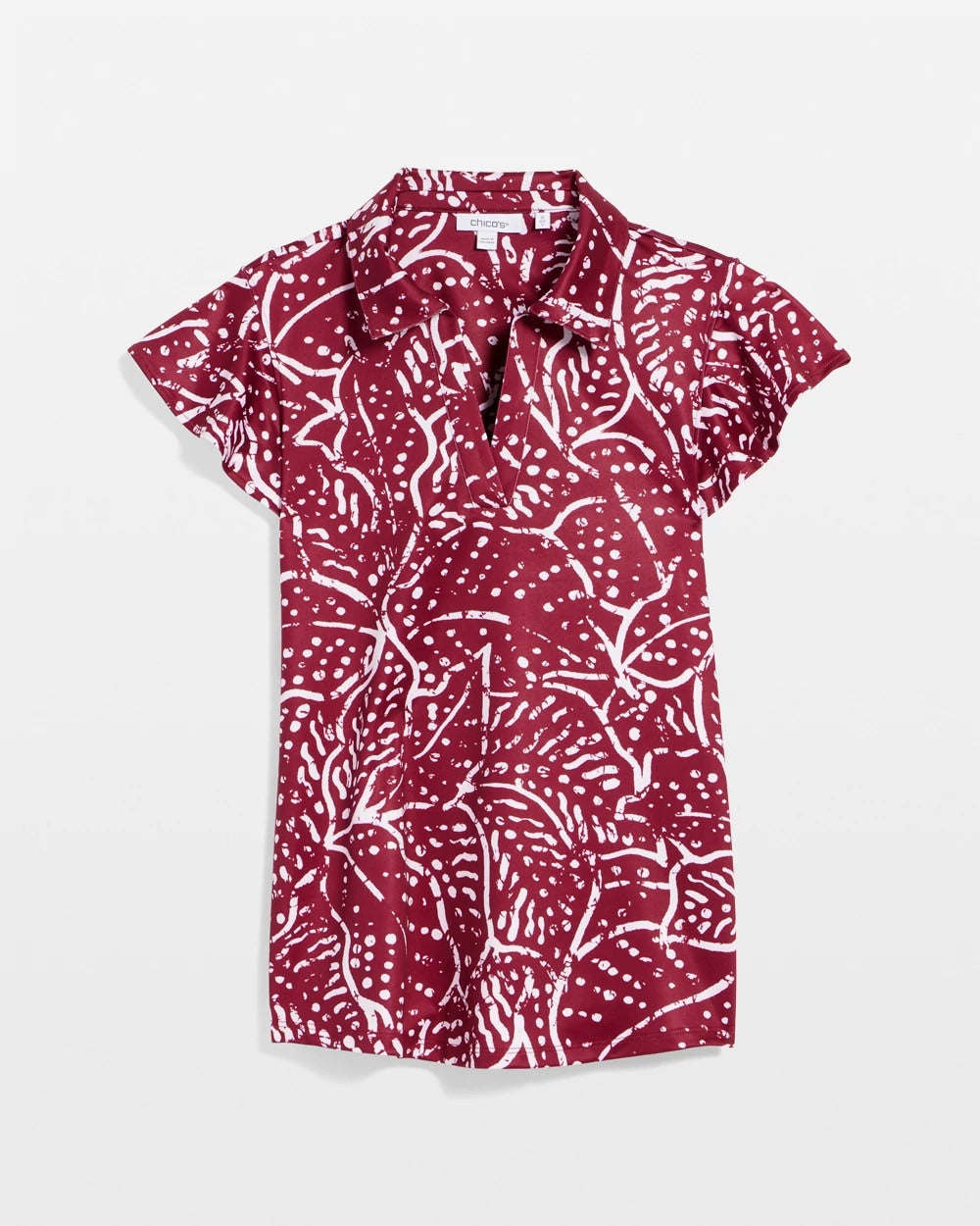 Chico's Zenergy® UPF Printed Polo Top Russet Red