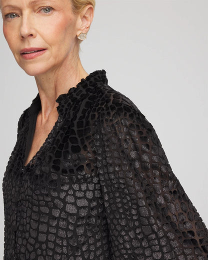 Chico's Burnout Velvet Blouse Black