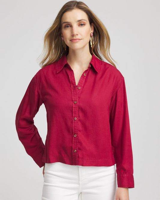 Chico's Tencel™ Classic Fit Shirt Russet Red