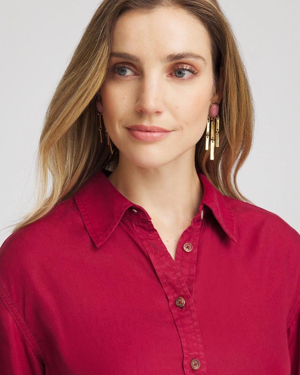 Chico's Tencel™ Classic Fit Shirt Russet Red
