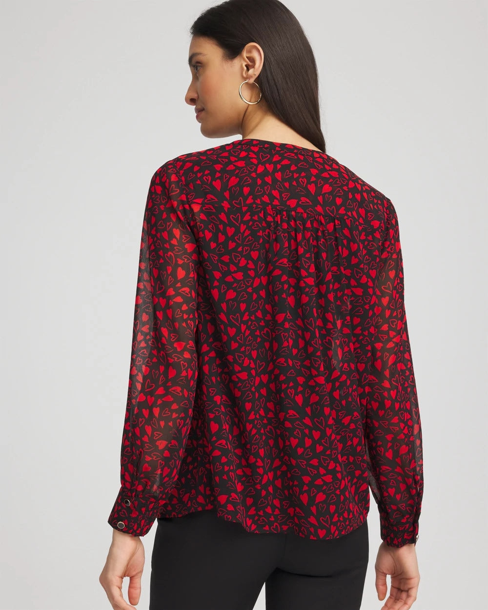 Chico's Lover Girl Georgette Blouse Love Letter Red
