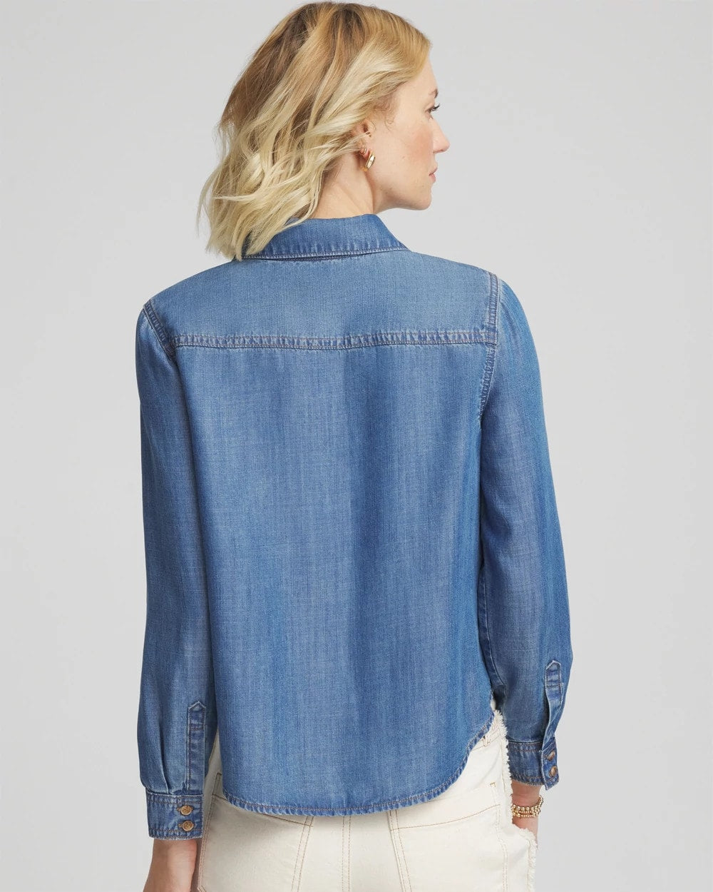 Chico's Tencel™ Colorblock Classic-Fit Shirt Bailey Indigo