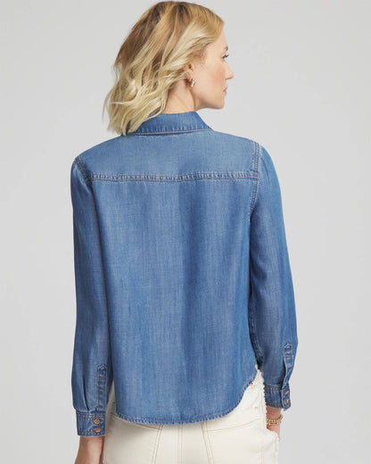 Chico's Tencel™ Colorblock Classic-Fit Shirt Bailey Indigo