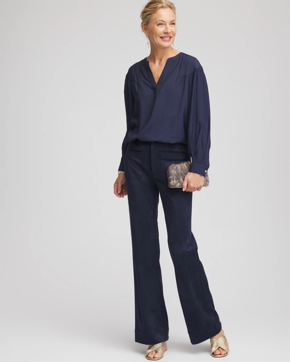 Chico's Woven Relaxed-Fit Shirt Passport Blue