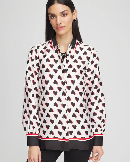 Chico's Classic Valentine's Day Blouse Black