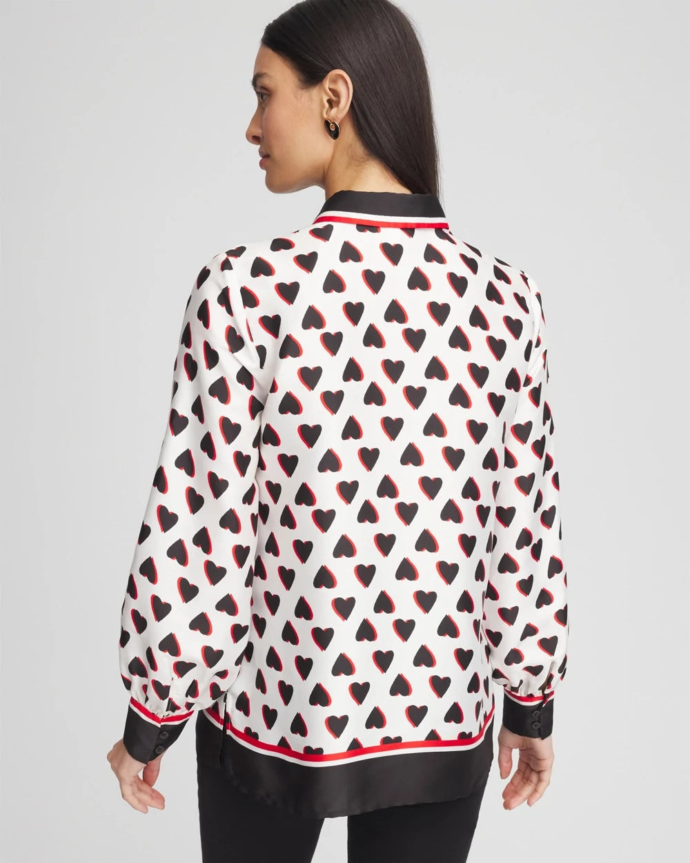 Chico's Classic Valentine's Day Blouse Black