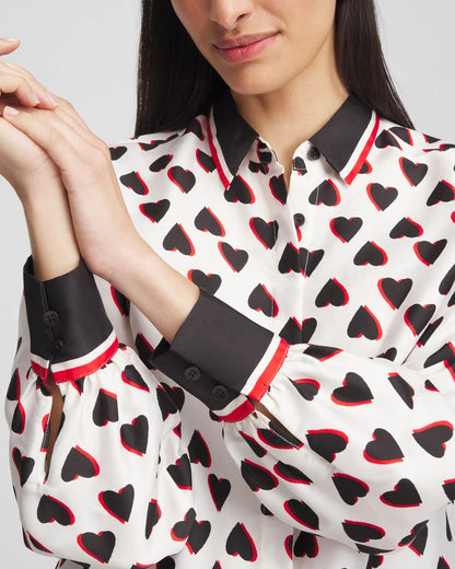 Chico's Classic Valentine's Day Blouse Black