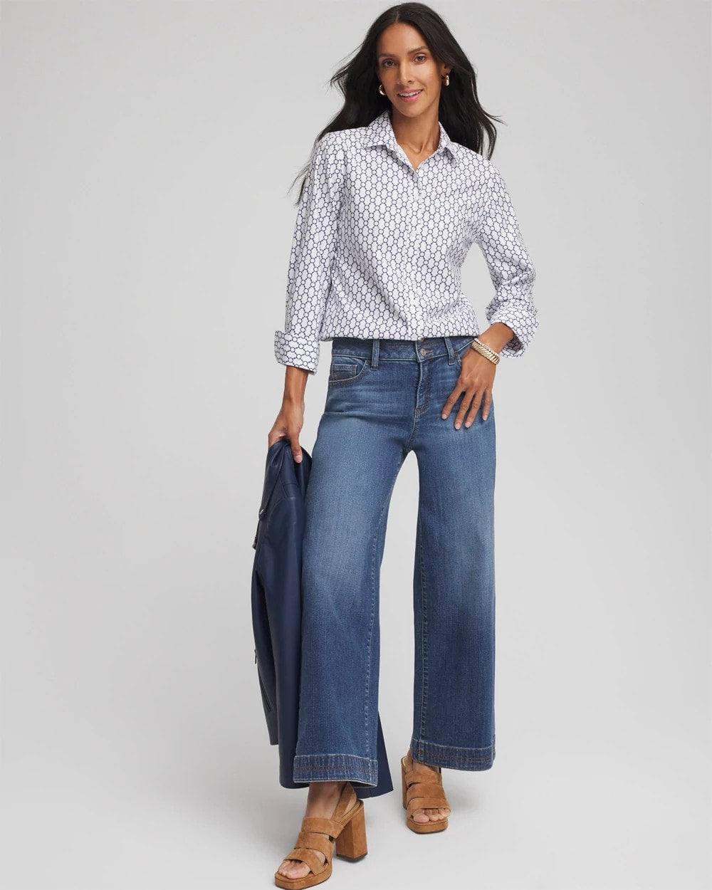 Chico's No Iron™  Chain Connection Shirt Passport Blue