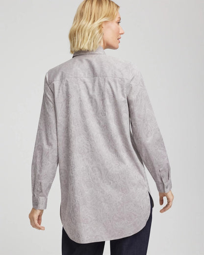 Chico's No Iron™ Lace Jacquard Stretch Tunic Moon Shade Gray