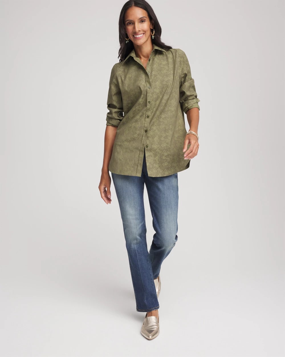Chico's No Iron™ Jacquard Shirt Sage Meadow
