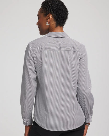 Chico's Poplin Stripe Shirt Black