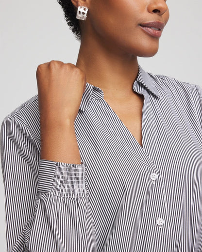 Chico's Poplin Stripe Shirt Black