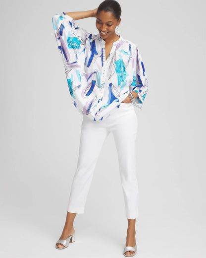 Chico's Batwing Sleeve Top Paradiso Blue