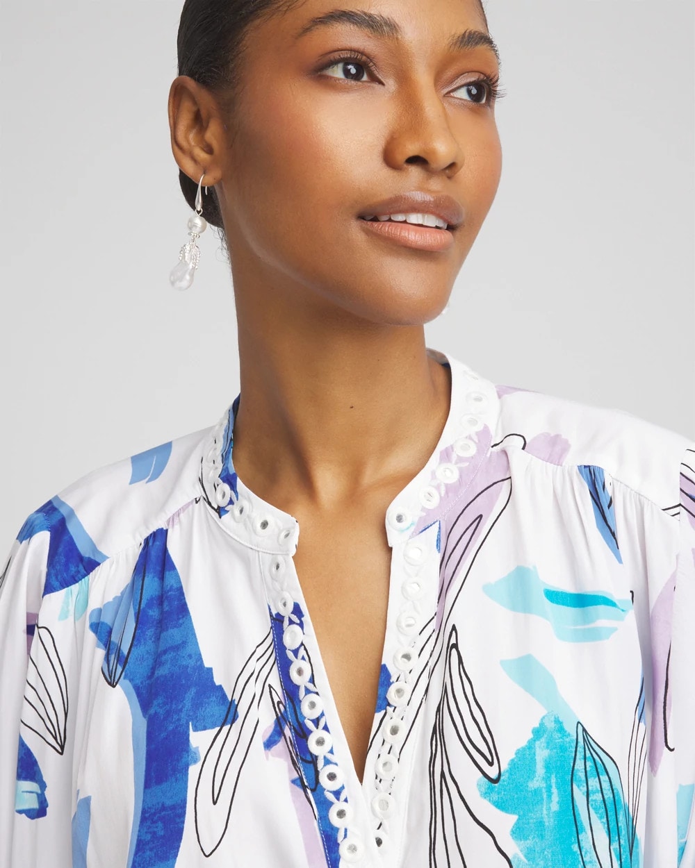 Chico's Batwing Sleeve Top Paradiso Blue