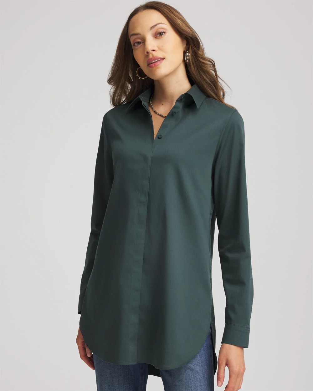 Chico's No Iron™ Long-Sleeved Tunic Darkest Spruce