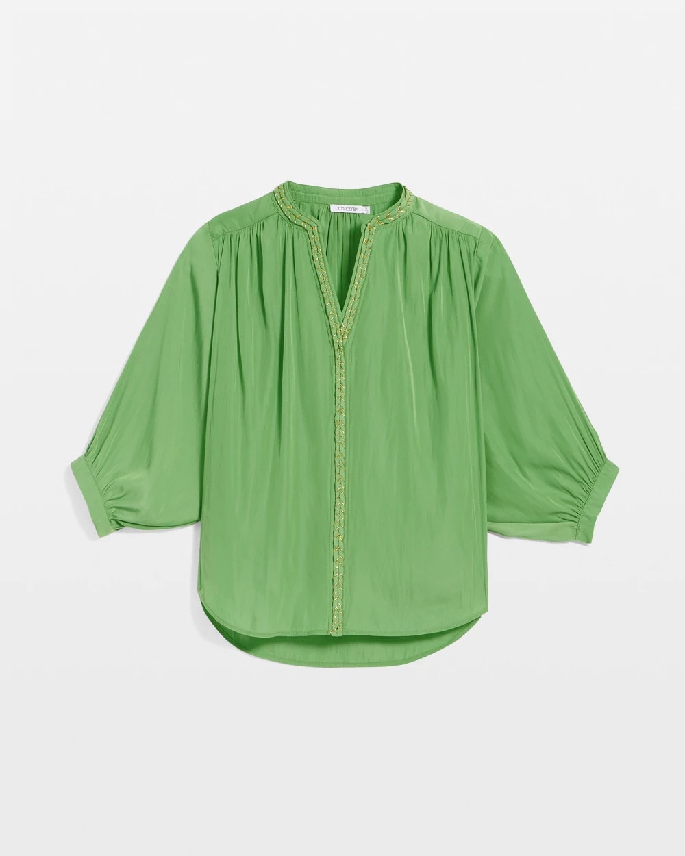Chico's Braided Batwing Blouse Salted Lime
