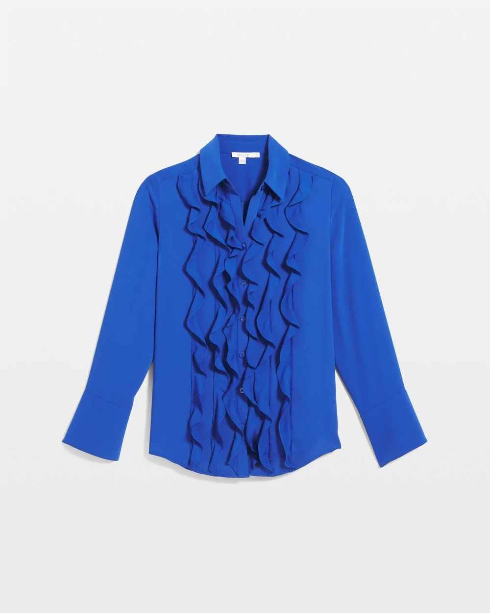 Chico's Ruffle-Trim Chiffon Blouse Cobalt Stone