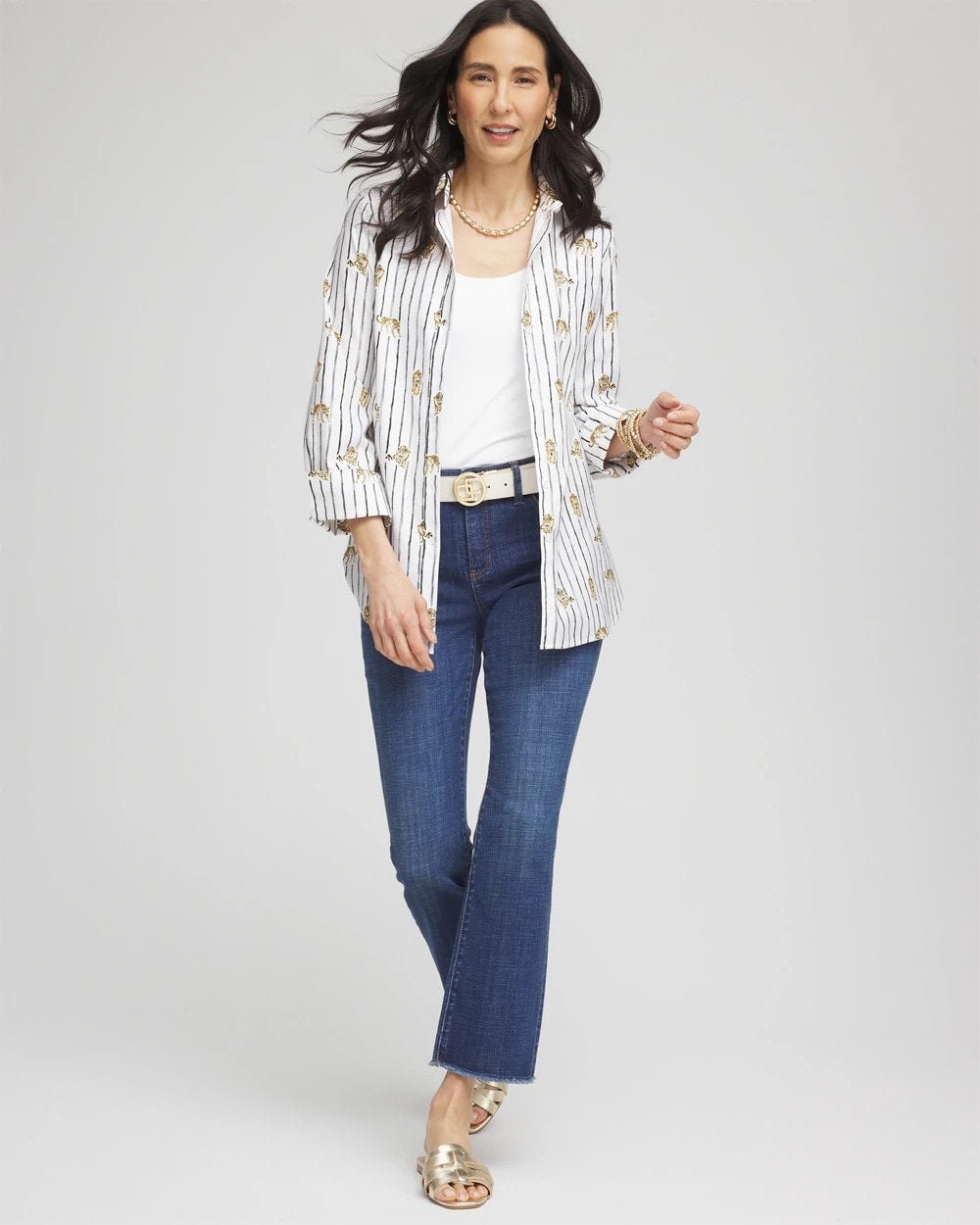 Chico's No Iron™ Leopard Graphic Shirt Optic White