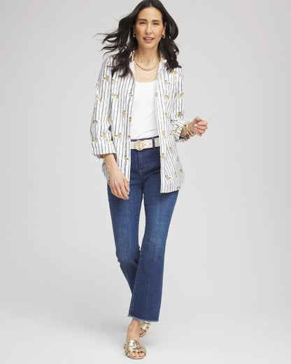 Chico's No Iron™ Leopard Graphic Shirt Optic White