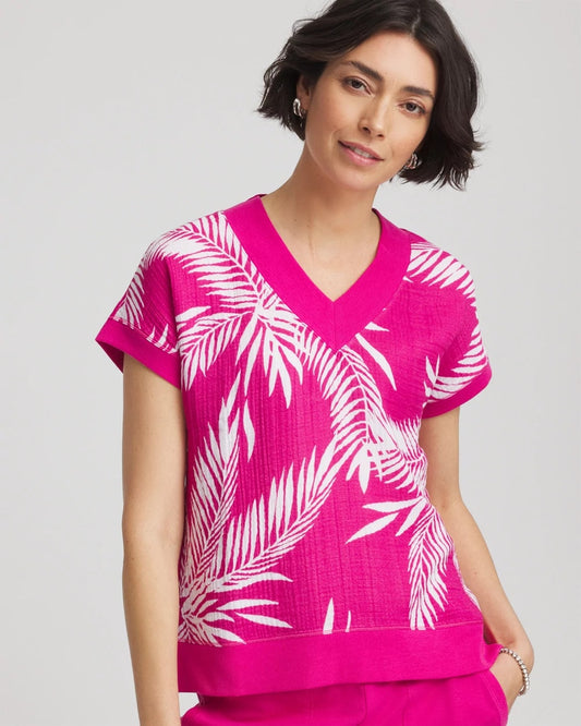 Chico's Zenergy® Tropical Gauze Top Crushed Berries