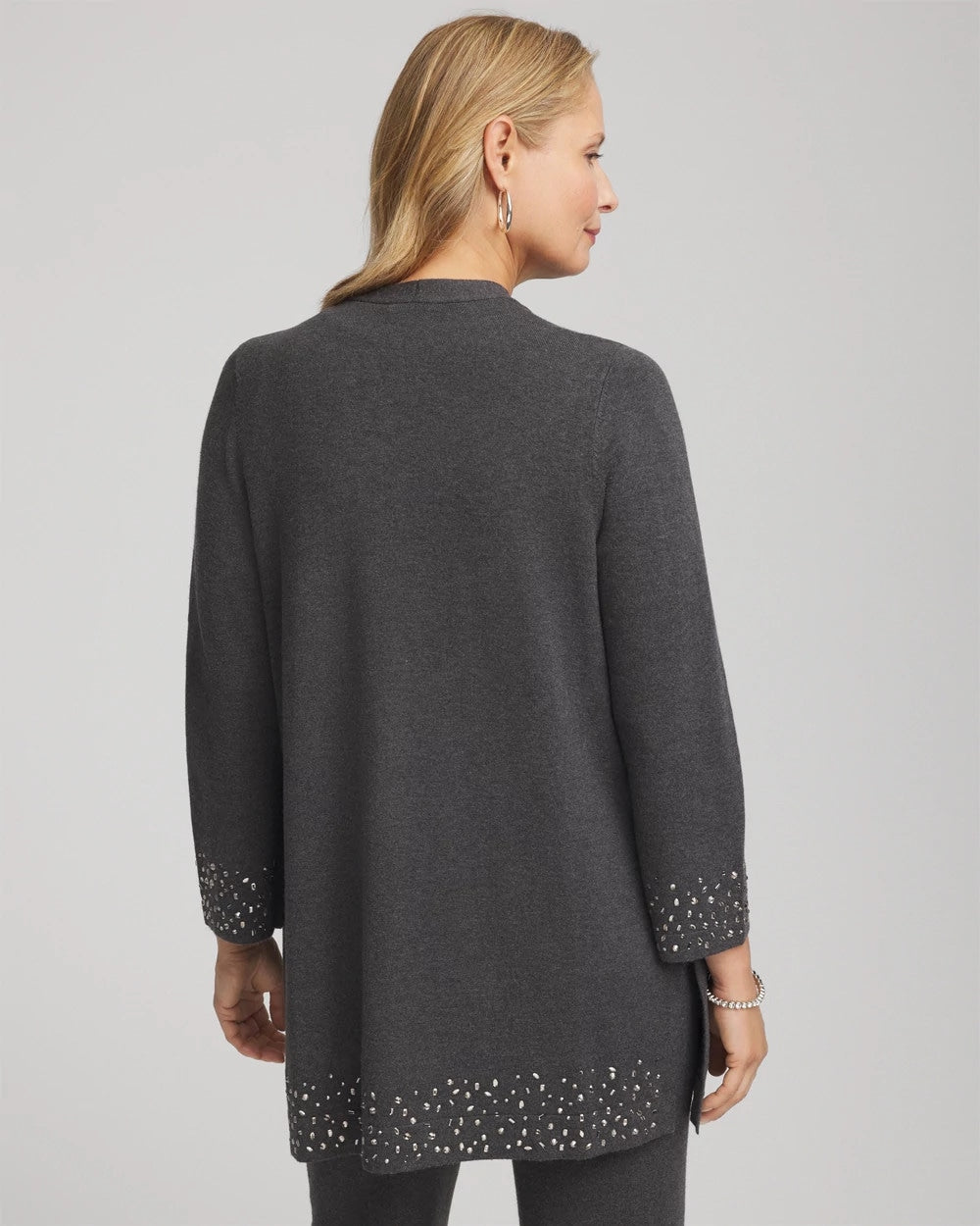 Chico's Travelers™ Rhinestone Cardigan Graphite Gray