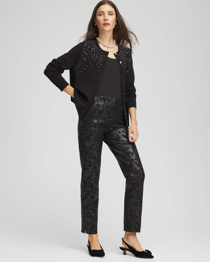 Chico's Ombré Rhinestone Cardigan Black