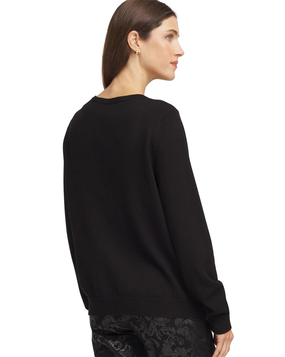 Chico's Ombré Rhinestone Cardigan Black