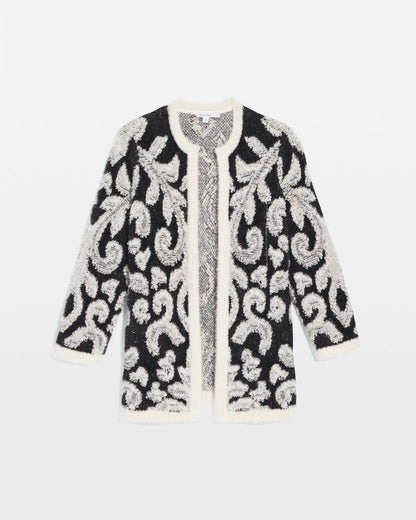 Chico's Abstract Fuzzy Cardigan Black