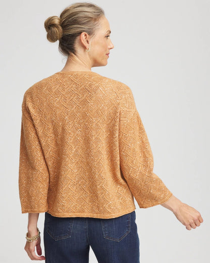 Chico's Tweed Cropped Sweater Burnt Sienna