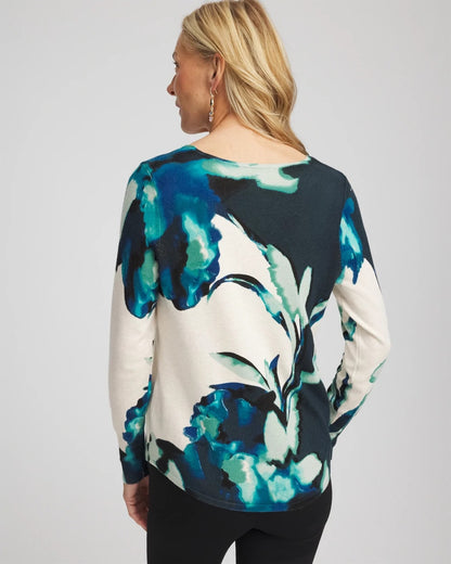 Chico's Ella Glacier V-Neck Pullover Teal Shadow