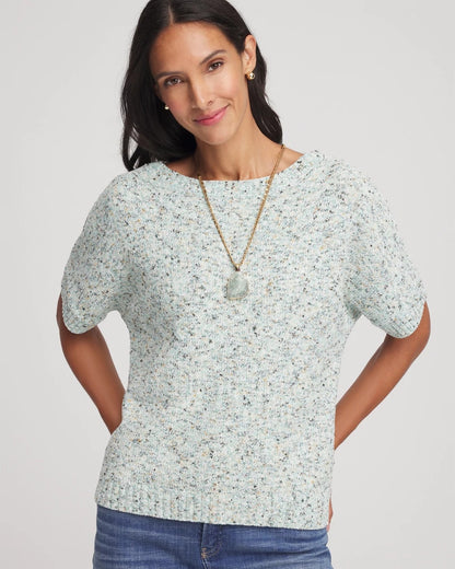 Chico's Textured Dolman Pullover Sweater Blue Menthe