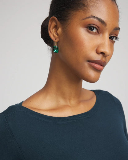 Chico's Ella Boatneck Sweater Teal Shadow