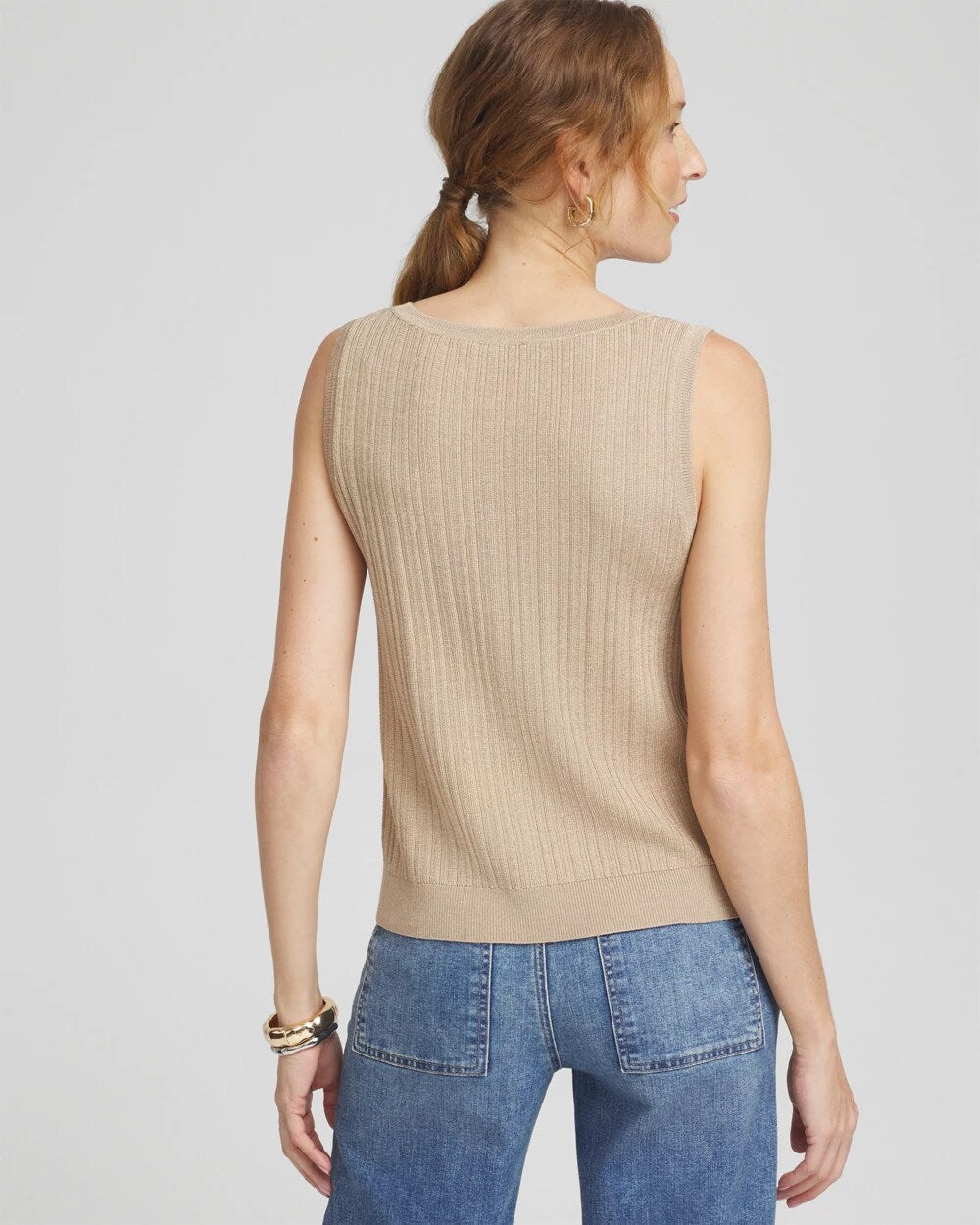 Chico's Rib Stitch Pullover Tank Sycamore