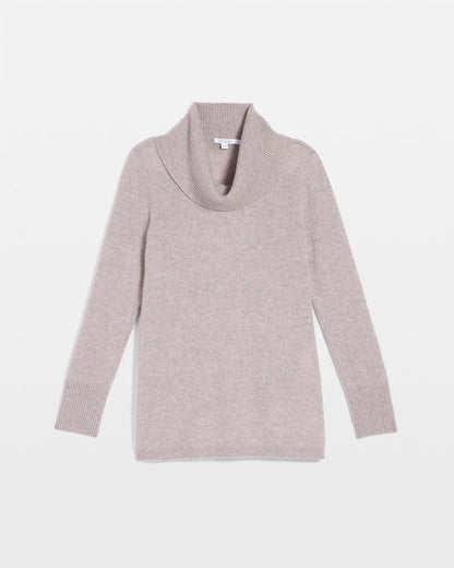 Chico's Cowlneck Cashmere Pullover Tunic Taupe Heather