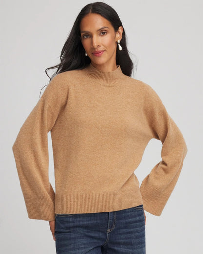 Chico's Cashmere Mockneck Sweater Camel