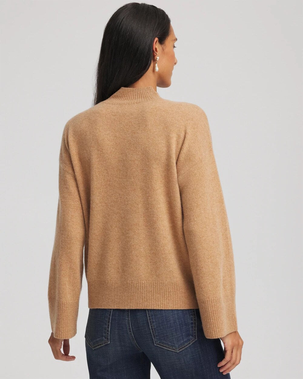 Chico's Cashmere Mockneck Sweater Camel