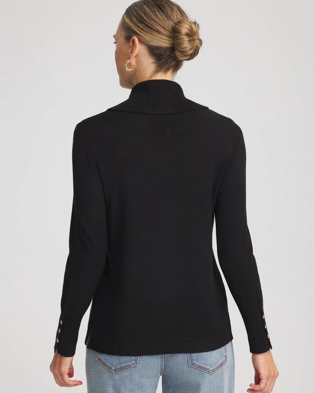 Chico's Cowlneck Long-Sleeved Sweater Black