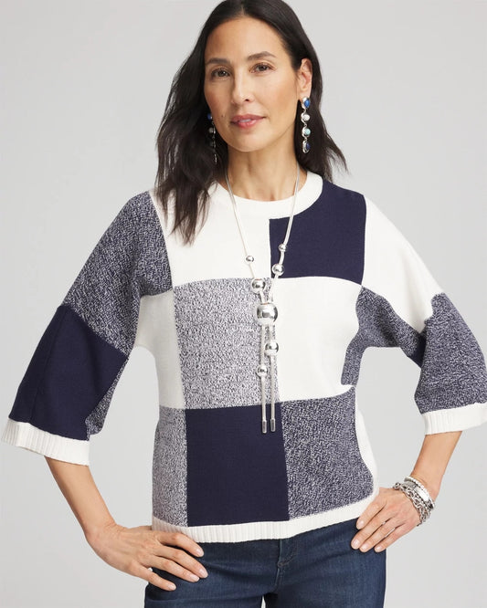 Chico's Dolman Sleeve Pullover Sweater Passport Blue