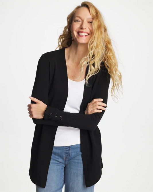 Chico's Ella Ottoman-Trim Cardigan Black